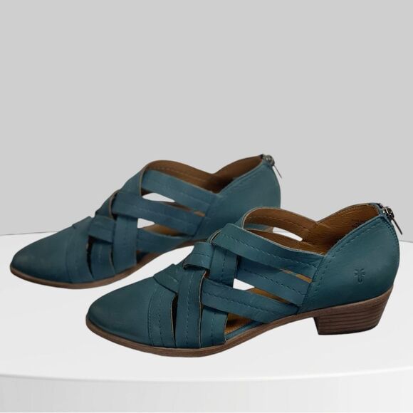 Frye Women's Ray Huarache Shootie Ankle Boots Blue, sz 9.5. Leather booties - Picture 3 of 12